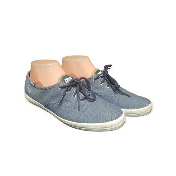 Keds Champion Ticking Blue Canvas Shoes | Womens Size 8.5 - Picture 1 of 9